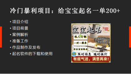 【新课】冷门暴利项目：给宝宝起名（一单200+）内附教程+工具-程序员阿鑫-带你一起秃头-第1张图片