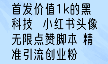 首发价值1k的黑科技小红书头像无限点赞脚本精准引流创业粉-程序员阿鑫-带你一起秃头-第1张图片